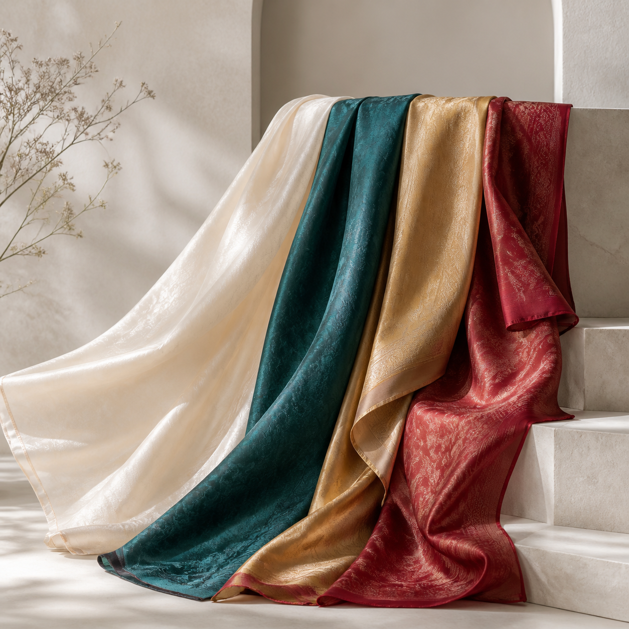Printed silk shawls